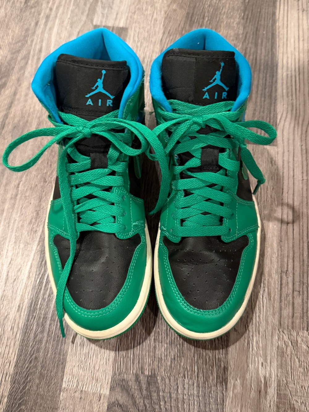Jordan High-Top Sneakers in Green, Black and Blue